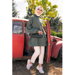 Large large sleeve shirt for women-Color khaki