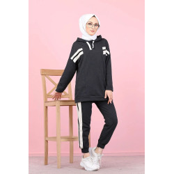 2-piece tracksuit set (Hooded Sweat and Jogger) for Muslim women - White color and...