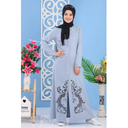 Robe longue boutonnée motif floral pour femme musulmane voilée (Grande taille...