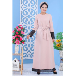Robe de soirée maxi-longue pailletée avec sa ceinture et son collier assorti - Couleur...