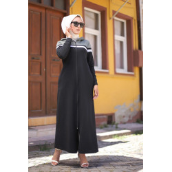 Long hooded dress zipper (Sportswear mastour dress for veiled women) - Black and Kaki...