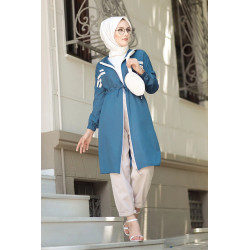Veste moderne style décontracté avec fermeture zip (Vetement Hijab) - Couleur bleu indigo