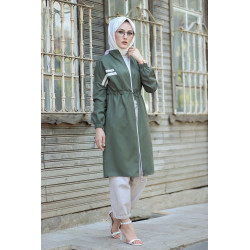 Modern cape jacket casual style and sportswear with zip closure (Veiled woman's head) -...