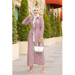 Robe à rayures bordeaux pour femme