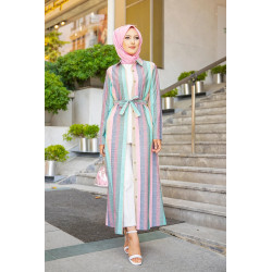 Robe à rayures bleu marine et rouge claret