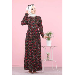Robe longue fleurie (Mode Musulmane) pour femme voilée - Couleur Noire