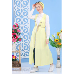 Long sleeveless cardigan - Yellow color