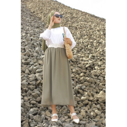 Jupe femme ample et évasée (Vetement pour hijab) - Couleur Kaki