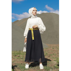 Jupe femme ample et évasée (Pret a porter musulman) - Couleur Bleu nuit