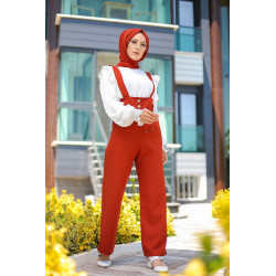 Combinaison-Salopette (Vetement hijab tendance pour femme voilée) - Couleur brique