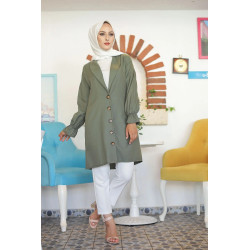 Veste longue classique boutonnée élégante (Vêtement Hijab pour femme voilée) - Couleur...