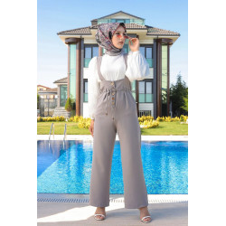 Combinaison-Salopette (Vetement hijab tendance pour femme voilée) - Couleur Gris clair