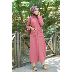 Robe longue fluide entièrement boutonnée devant (Vêtement Hijab Turque Outfit) -...