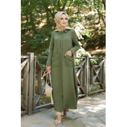 Robe longue fluide entièrement boutonnée devant (Vetement hijab turque casual) -...