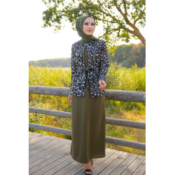Ensemble Robe et Veste Gilet (Tenue musulmane chic) - Couleur Kaki