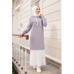 Robe longue à capuche effet plissée pour femme (Vetement moderne pour hijab - Mode...