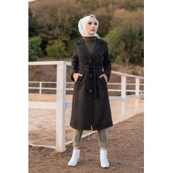 Veste longue style manteau pour femme (Vetement saison automne hiver) - Couleur noir