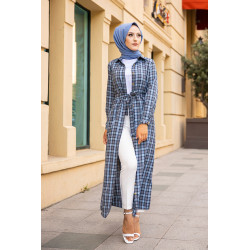 Robe-Chemise boutonnée écossaise longue avec ceinture assortie pour femme (Vetement...