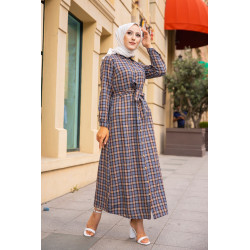 Robe boutonnée longue avec ceinture assortie pour femme (Vetement Mastour pour femme) -...
