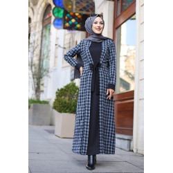 "Kabaya" (Kimono with Abaya sewn in one room) - Black and anthracite color