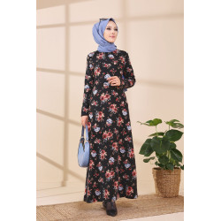 Robe longue à fleurs pour femme (Vêtements pour hijab) - Couleur rouge