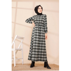 Robe longue en cachemire (Vetement hijab) - Couleur kaki