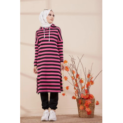 Long tunic with hood (casual clothing and sport for hijab) - Pink Color
