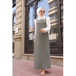Combinaison à carreaux pour femme (Tenue hijab moderne) - Couleur kaki