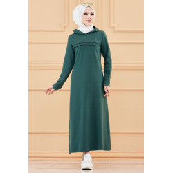 Robe longue style sweat avec capuche (Vetement hijab pour musulmane sportive) - Couleur...