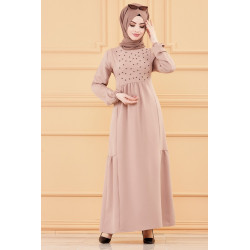 Long beaded dress and class (Clothing for veiled woman) - Beige color