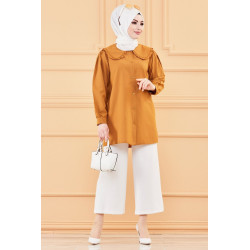 Tunique habillée classique (Vêtements hijab - Nouveauté) - Couleur tabac