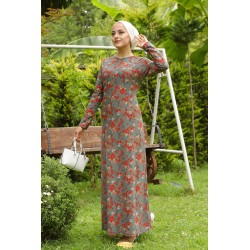 Robe longue fleurie pour femme - Couleur menthe