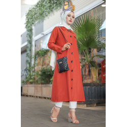 Trench - Veste longue (Manteau léger pour femme voilée) - Couleur brique