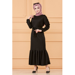 Robe classique évasée à volants pour femme avec ceinture (Robes pour femmes voilées) -...