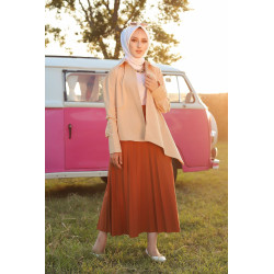 Jupe plissée pour femme - Couleur rouille
