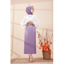 Jupe plissée pour femme - Couleur lilas