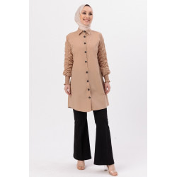 Sleeves plated with elastic (Hijab-all year round) - Beige color
