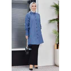 Wed sleeve shirt (Turkish Hijab Online) - indigo blue color