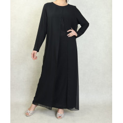 Robe de soirée Abaya avec kimono intégré (Kibaya) pour femme - Couleur Noir