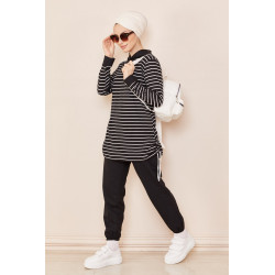 Striped bass with stripes and matching pants-Black Colour