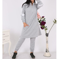 2-piece women's tracksuit in light heather gray (Casual and sporty outfit - Large size...