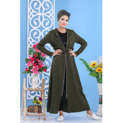 Robe longue zippée à capuche pour femme style décontracté de marque Amelis Paris -...