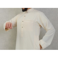 Qamis de luxe manches longues - Couleur blanc cassé