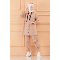 Ensemble femme - Tenue décontractée (Vêtement hijab) - Couleur beige
