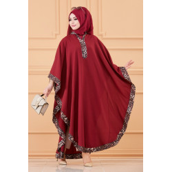 Poncho over-size pour femme - Robe tunique ample (Tenue Hijab) - Couleur bordeaux