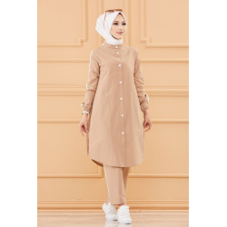 Ensemble casual: Tunique buttoned long shirt and its matching trousers (Apparel Hijab...