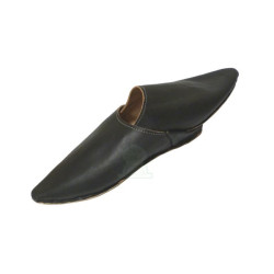 Babouches citadines Fassi traditionnelles marocaines pour homme en cuir noir simple