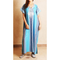 Gandoura / Moroccan dress for women with multicolored stripes (Standard Size) -...