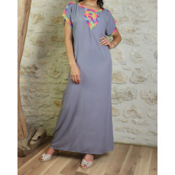 Robe d'été et de maison avec fil multicolore pour femme - Couleur Gris