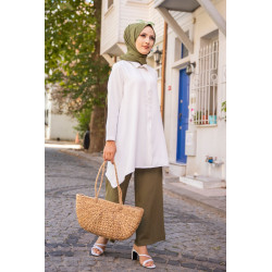 Tunique ample coupe originale (Vetement Hijab pour femme musulmane) - Couleur blanc